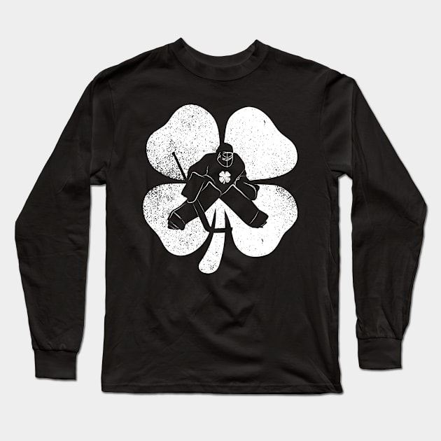 Hockey Player Shamrock Clover Funny St Patricks Day Long Sleeve T-Shirt by trendingoriginals